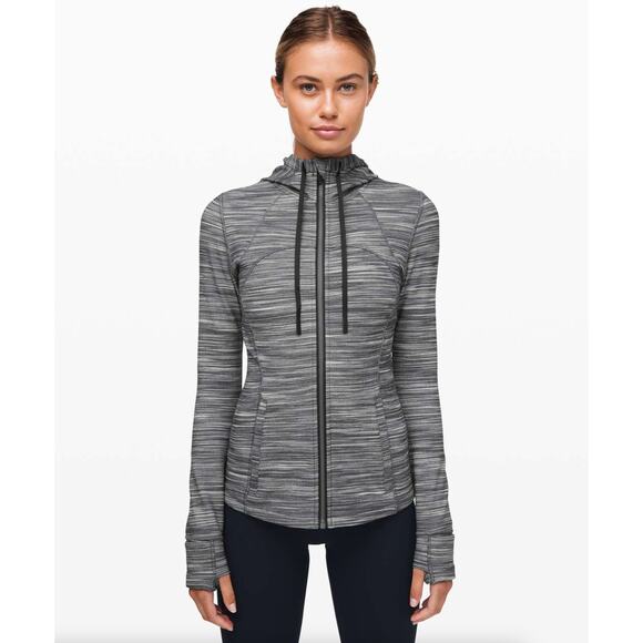 LULULEMON Hooded Define Jacket Nulu Heathered Black White {VV12} - Picture 1 of 7